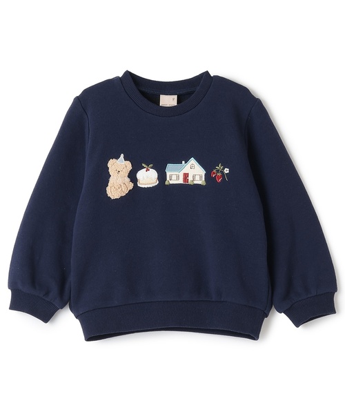 petit main（プティマイン）の「【フワのびっと】アソートアップリケトレーナー（スウェット・キッズ・ライトピンク/アイボリー/サックスブルー/ネイビー・110cm/100cm/90cm/120cm/80ｃｍ/130cm）」の3枚目の写真