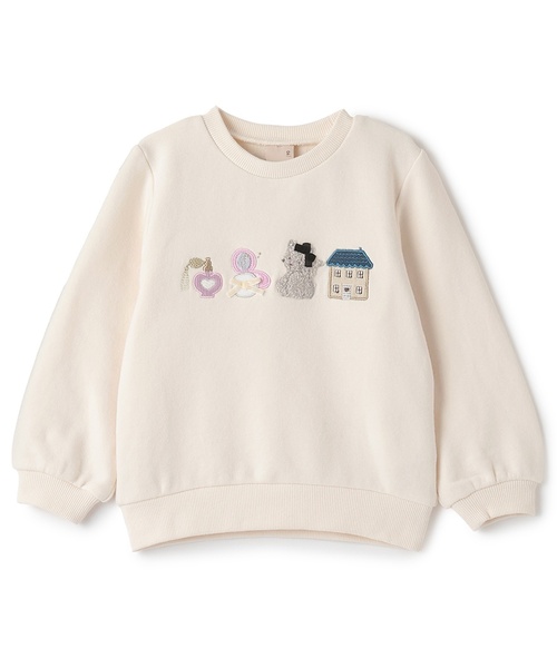 petit main（プティマイン）の「【フワのびっと】アソートアップリケトレーナー（スウェット・キッズ・ライトピンク/アイボリー/サックスブルー/ネイビー・110cm/100cm/90cm/120cm/80ｃｍ/130cm）」の8枚目の写真