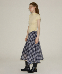 Unbalanced Check Skirt_ Black