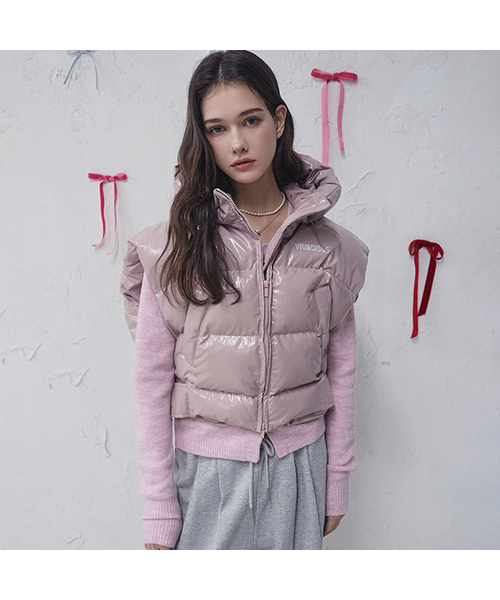 Vivacious(ビバシャス)の「Rose Gloss Vest PINK(ダウンベスト・レディース・ピンク・FREE)」の1枚目の写真