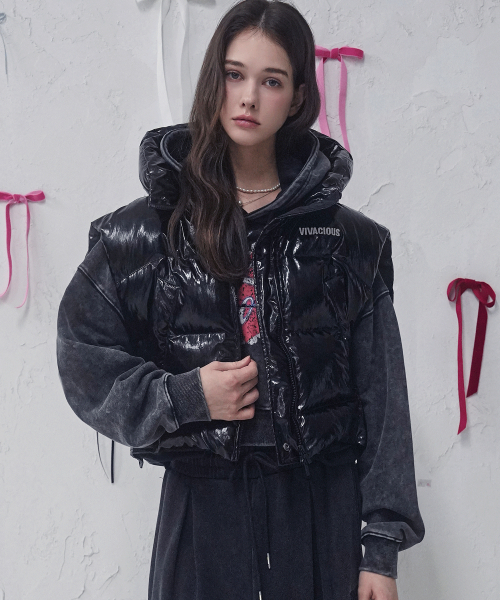 Vivacious(ビバシャス)の「Rose Gloss Vest PINK(ダウンベスト・レディース・ピンク・FREE)」の3枚目の写真