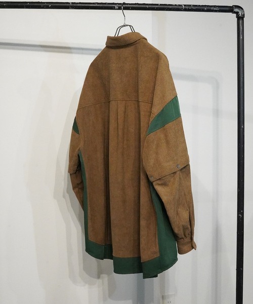 セール】【UNISEX】CORDUROY 2WAY BLOCK SHIRTS/コーデュロイ2WAY