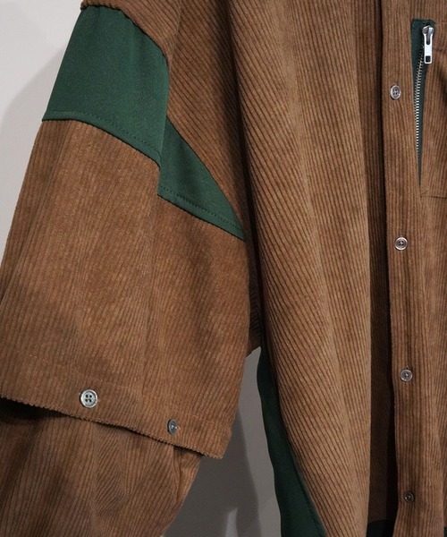 セール】【UNISEX】CORDUROY 2WAY BLOCK SHIRTS/コーデュロイ2WAY