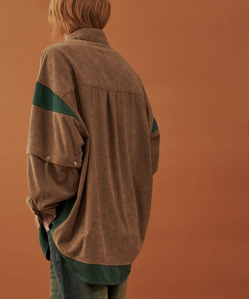 セール】【UNISEX】CORDUROY 2WAY BLOCK SHIRTS/コーデュロイ2WAY