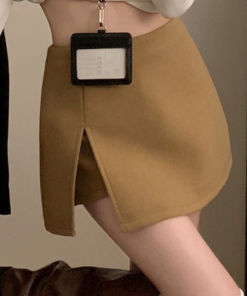 Vipoa（ヴィポア）の「ウールスリムパンツミニスカート（スカート・レディース・グレー/ブラック/ベージュ・MEDIUM/LARGE）」の2枚目の写真