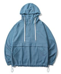 デニムアノラックフードジップアップライトブルー