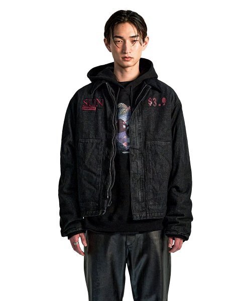 SUNDAY FRUIT MARKET(サンデーフルーツマーケット)の「SUNDAY DENIM JACKET BLACK(デニムジャケット・メンズ・その他・MEDIUM/LARGE)」の1枚目の写真