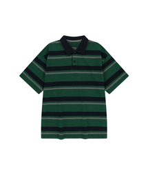 Vintage pk stripe 1/2 polo shirt (vtg green)