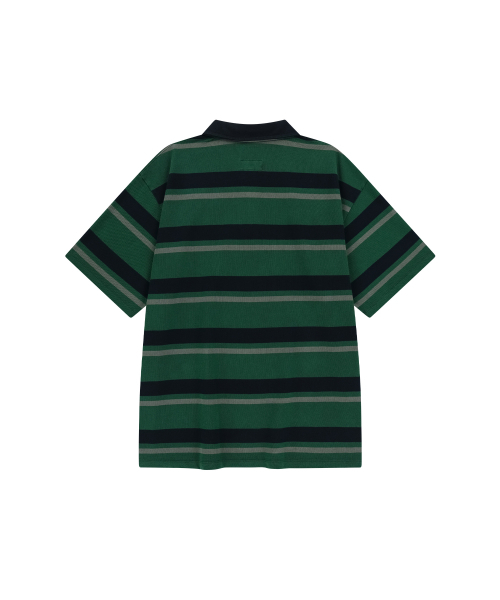 ENDOOR(エンドア)の「Vintage pk stripe 1/2 polo shirt (vtg green)(シャツ/ブラウス・メンズ・ダークグリーン・1/2)」の2枚目の写真
