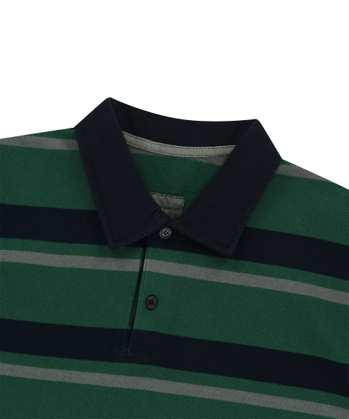 ENDOOR(エンドア)の「Vintage pk stripe 1/2 polo shirt (vtg green)(シャツ/ブラウス・メンズ・ダークグリーン・1/2)」の3枚目の写真
