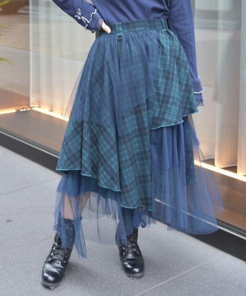 axes femme（アクシーズファム）の「異素材イレヘムボリュームスカート（スカート・レディース・ダークグリーン/ブラック/ワイン・FREE）」の3枚目の写真