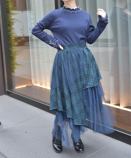 axes femme（アクシーズファム）の「異素材イレヘムボリュームスカート（スカート・レディース・ダークグリーン/ブラック/ワイン・FREE）」の8枚目の写真