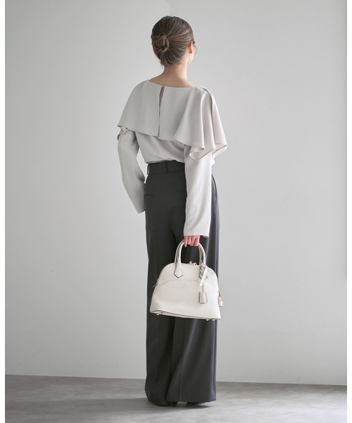 noble ケープブラウス サックス 完売品】NOBLE ケープフリルブラウス サックスブルー ノーブル NOBLE