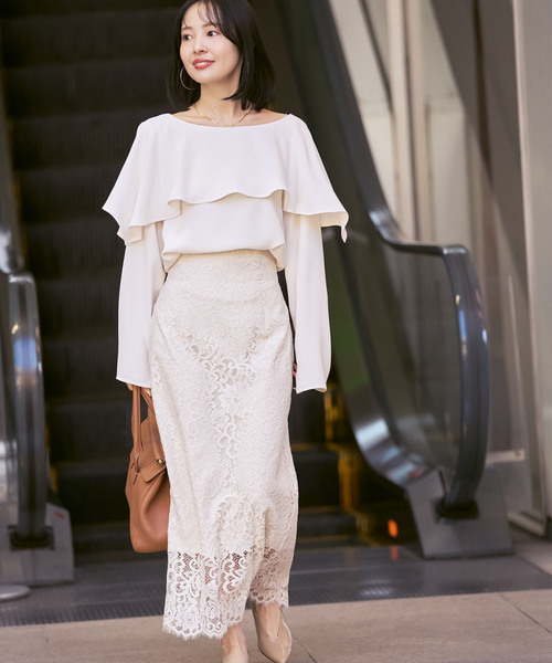 Noble（ノーブル）の「スリットケープブラウス（シャツ/ブラウス・レディース・ホワイト/ライトグレー・FREE）」の14枚目の写真