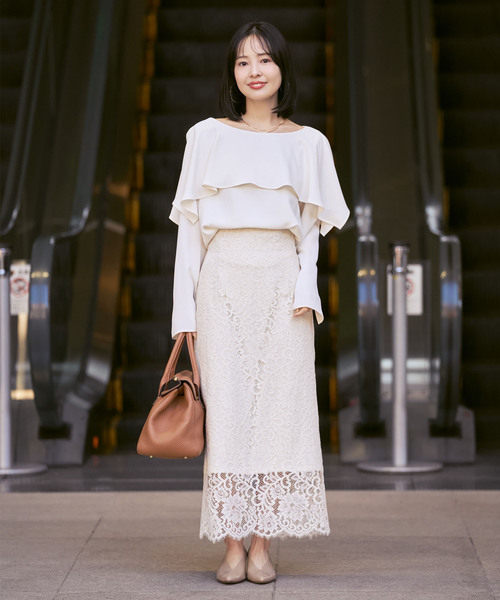 Noble（ノーブル）の「スリットケープブラウス（シャツ/ブラウス・レディース・ホワイト/ライトグレー・FREE）」の15枚目の写真