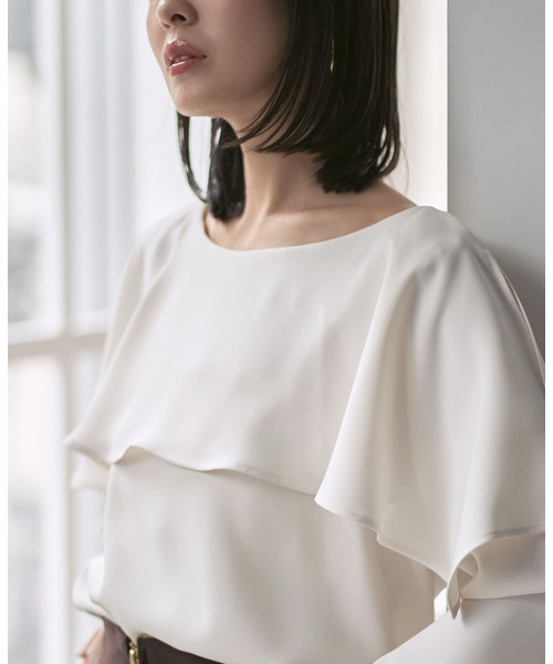 Noble（ノーブル）の「スリットケープブラウス（シャツ/ブラウス・レディース・ホワイト/ライトグレー・FREE）」の21枚目の写真