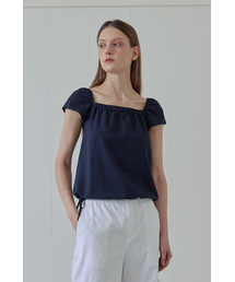AFTERHOURS（アフターアワーズ）の「RIBBON SHIRRING BLOUSE (NAVY)（シャツ/ブラウス）」
