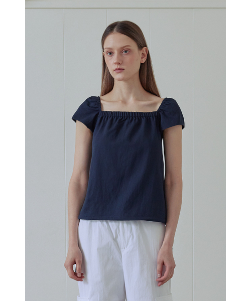 AFTERHOURS（アフターアワーズ）の「RIBBON SHIRRING BLOUSE (NAVY)（シャツ/ブラウス・レディース・その他・FREE）」の4枚目の写真
