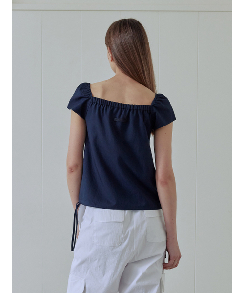 AFTERHOURS（アフターアワーズ）の「RIBBON SHIRRING BLOUSE (NAVY)（シャツ/ブラウス・レディース・その他・FREE）」の5枚目の写真