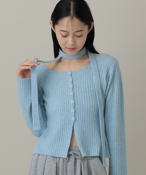 3.3 Field Trip (3.3フィールドトリップ)の「3.3 Field Trip/ストール付きリブカーディガン(カーディガン/ボレロ・レディース・アイボリー/ブラック/ブルー/グレー・FREE)」の14枚目の写真