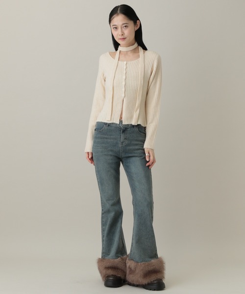 3.3 Field Trip (3.3フィールドトリップ)の「3.3 Field Trip/ストール付きリブカーディガン(カーディガン/ボレロ・レディース・アイボリー/ブラック/ブルー/グレー・FREE)」の5枚目の写真