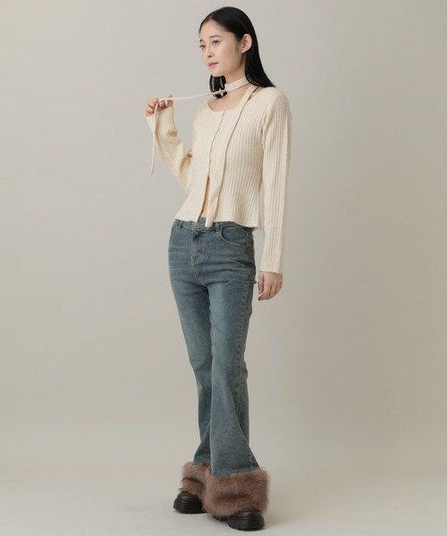 3.3 Field Trip (3.3フィールドトリップ)の「3.3 Field Trip/ストール付きリブカーディガン(カーディガン/ボレロ・レディース・アイボリー/ブラック/ブルー/グレー・FREE)」の6枚目の写真