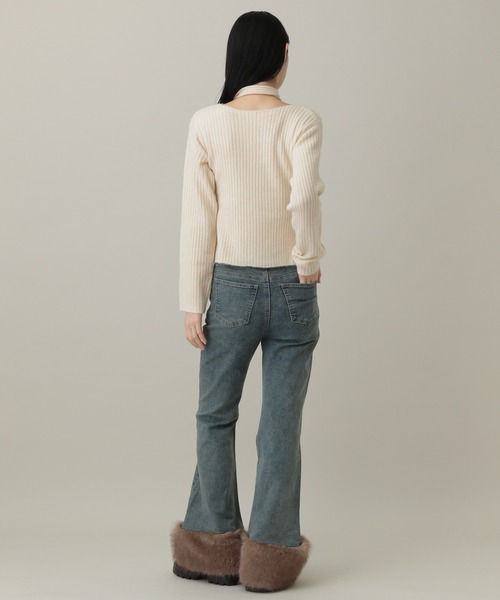 3.3 Field Trip (3.3フィールドトリップ)の「3.3 Field Trip/ストール付きリブカーディガン(カーディガン/ボレロ・レディース・アイボリー/ブラック/ブルー/グレー・FREE)」の7枚目の写真