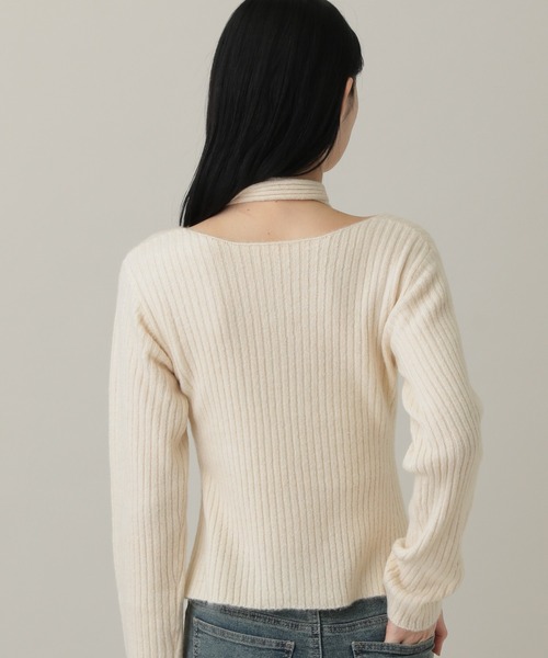 3.3 Field Trip (3.3フィールドトリップ)の「3.3 Field Trip/ストール付きリブカーディガン(カーディガン/ボレロ・レディース・アイボリー/ブラック/ブルー/グレー・FREE)」の10枚目の写真