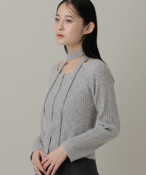 3.3 Field Trip (3.3フィールドトリップ)の「3.3 Field Trip/ストール付きリブカーディガン(カーディガン/ボレロ・レディース・アイボリー/ブラック/ブルー/グレー・FREE)」の22枚目の写真