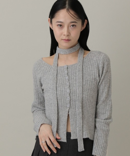 3.3 Field Trip (3.3フィールドトリップ)の「3.3 Field Trip/ストール付きリブカーディガン(カーディガン/ボレロ・レディース・アイボリー/ブラック/ブルー/グレー・FREE)」の20枚目の写真