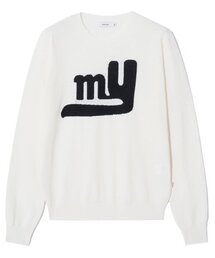 MYロゴインタージャニットラウンドネック_アイボリー