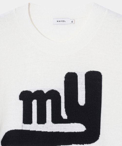 MAYOL(マイヨール)の「MYロゴインタージャニットラウンドネック_アイボリー(ニット/セーター・メンズ・その他・LARGE/X-LARGE)」の4枚目の写真
