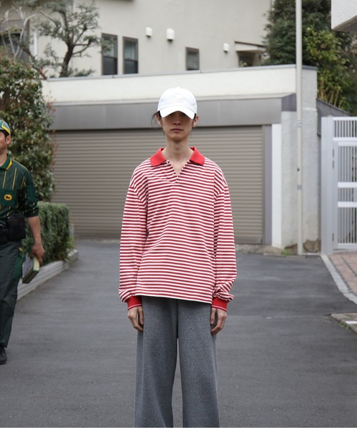 KAIKO(カイコー)の「KAIKO Long sleeve border polo shirt(ポロシャツ・メンズ・レッド/ブラック/ブルー・1/2/3)」の3枚目の写真