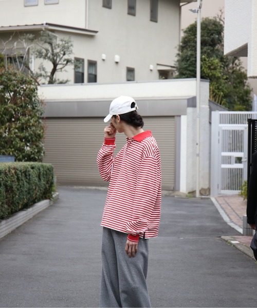 KAIKO(カイコー)の「KAIKO Long sleeve border polo shirt(ポロシャツ・メンズ・レッド/ブラック/ブルー・1/2/3)」の4枚目の写真