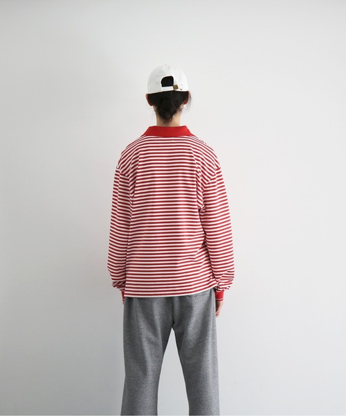 KAIKO(カイコー)の「KAIKO Long sleeve border polo shirt(ポロシャツ・メンズ・レッド/ブラック/ブルー・1/2/3)」の7枚目の写真