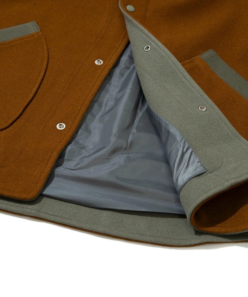 CUBE SUGAR（キューブシュガー）の「CUBE SUGAR/キューブシュガー　ウールフィール配色ノーカラーJK（ノーカラージャケット・レディース・ブラウン/ネイビー・FREE）」の9枚目の写真