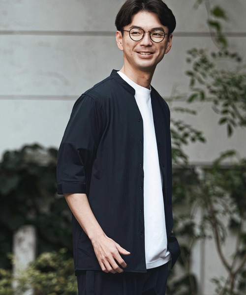 CALL&RESPONSE（コールアンドレスポンス）の「mhs2466- 五分袖バンドカラーシャツ-KOKAGE(262-1214-03)（シャツ/ブラウス・メンズ・ネイビー/ブラック/グレー・5/4/2）」の3枚目の写真