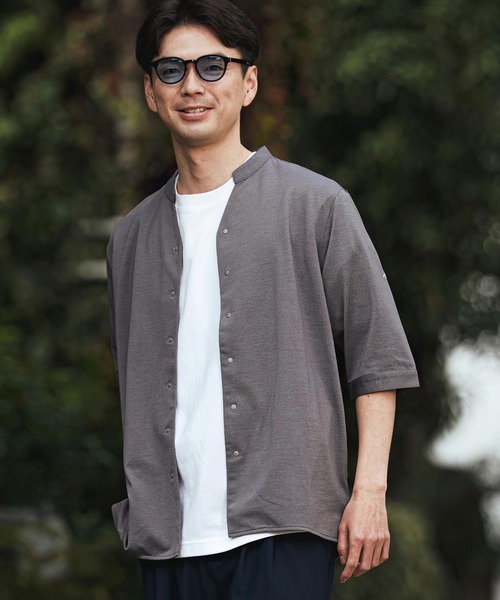 CALL&RESPONSE（コールアンドレスポンス）の「mhs2466- 五分袖バンドカラーシャツ-KOKAGE(262-1214-03)（シャツ/ブラウス・メンズ・ネイビー/ブラック/グレー・5/4/2）」の8枚目の写真