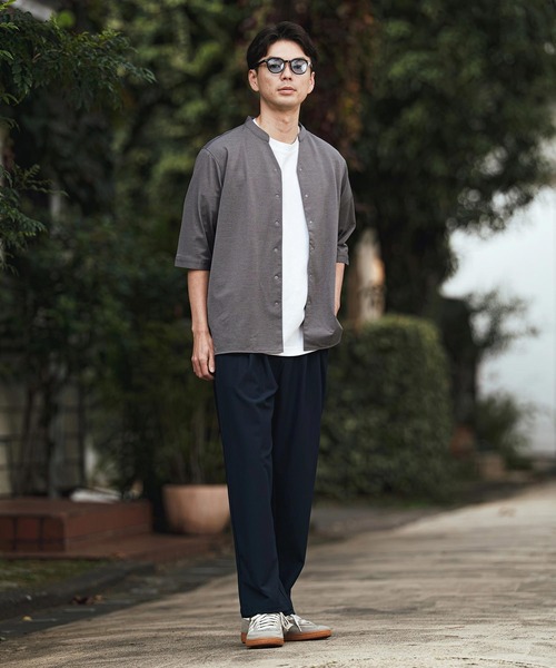 CALL&RESPONSE（コールアンドレスポンス）の「mhs2466- 五分袖バンドカラーシャツ-KOKAGE(262-1214-03)（シャツ/ブラウス・メンズ・ネイビー/ブラック/グレー・5/4/2）」の9枚目の写真