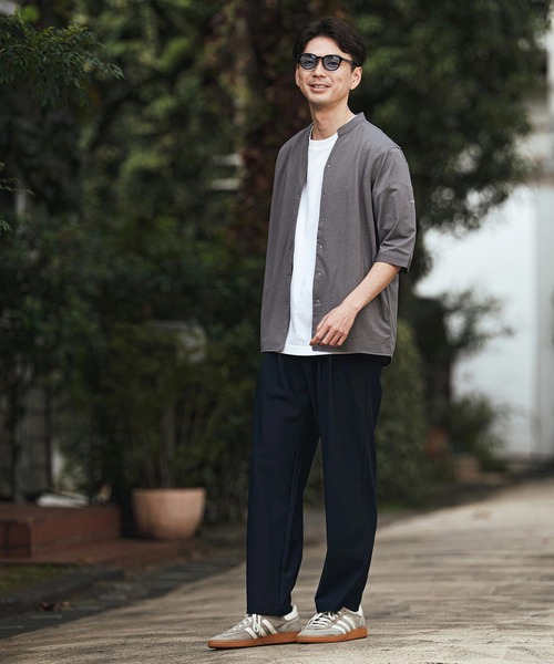 CALL&RESPONSE（コールアンドレスポンス）の「mhs2466- 五分袖バンドカラーシャツ-KOKAGE(262-1214-03)（シャツ/ブラウス・メンズ・ネイビー/ブラック/グレー・5/4/2）」の10枚目の写真