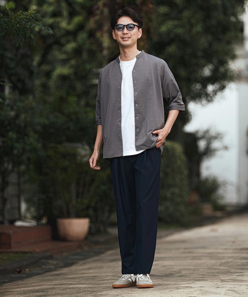 CALL&RESPONSE（コールアンドレスポンス）の「mhs2466- 五分袖バンドカラーシャツ-KOKAGE(262-1214-03)（シャツ/ブラウス・メンズ・ネイビー/ブラック/グレー・5/4/2）」の11枚目の写真