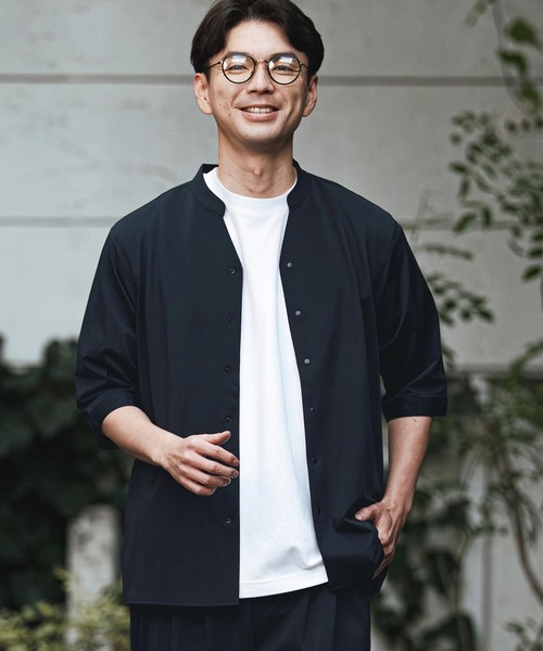 CALL&RESPONSE（コールアンドレスポンス）の「mhs2466- 五分袖バンドカラーシャツ-KOKAGE(262-1214-03)（シャツ/ブラウス・メンズ・ネイビー/ブラック/グレー・5/4/2）」の12枚目の写真