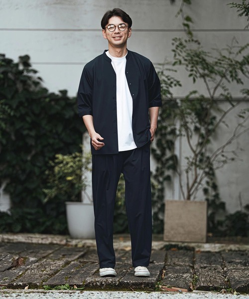 CALL&RESPONSE（コールアンドレスポンス）の「mhs2466- 五分袖バンドカラーシャツ-KOKAGE(262-1214-03)（シャツ/ブラウス・メンズ・ネイビー/ブラック/グレー・5/4/2）」の17枚目の写真