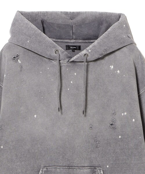 BEAMS（ビームス）の「ワイドショートフィット ダメージ フーディ（スウェット・メンズ・ブラック/ライトグレー・S/M/XL/L）」の4枚目の写真