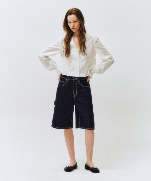 CITTA（シータ）の「カーペンター バミューダ デニムパンツ_CTD421(ダークブルー)（その他パンツ・レディース・ダークブルー・SMALL/MEDIUM）」の3枚目の写真