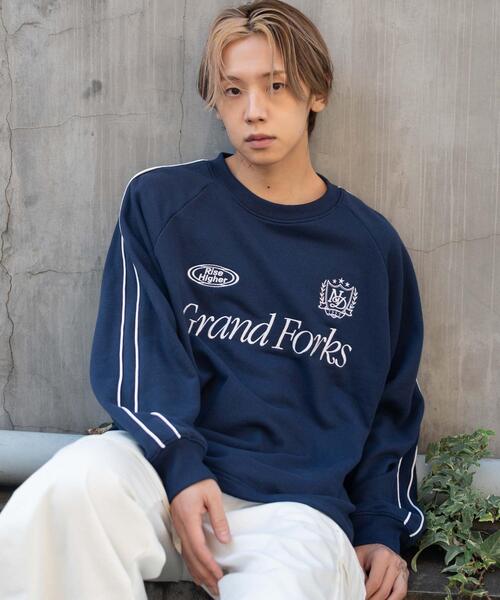 WEGO（ウィゴー）の「WEGO/【26年春夏新作】ショートドロストラインプルオーバー（スウェット・メンズ・ネイビー/ホワイト/ブラウン・MEDIUM/LARGE）」の3枚目の写真