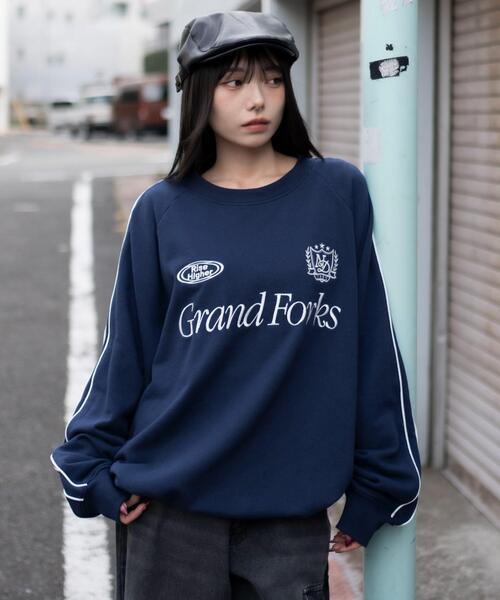 WEGO（ウィゴー）の「WEGO/【26年春夏新作】ショートドロストラインプルオーバー（スウェット・メンズ・ネイビー/ホワイト/ブラウン・MEDIUM/LARGE）」の9枚目の写真