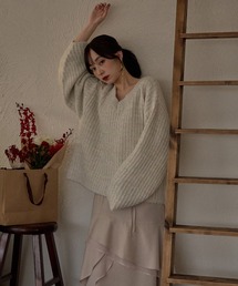 V neck border knit / Vネックボーダーニット