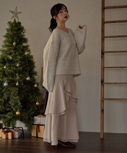 mideal(マイディール)の「V neck border knit / Vネックボーダーニット(ニット/セーター・レディース・ブルー/アイボリー/ピンク・FREE)」の15枚目の写真