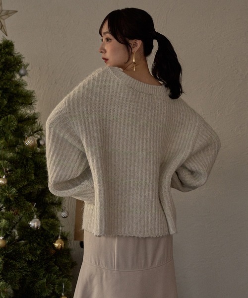 mideal(マイディール)の「V neck border knit / Vネックボーダーニット(ニット/セーター・レディース・ブルー/アイボリー/ピンク・FREE)」の12枚目の写真